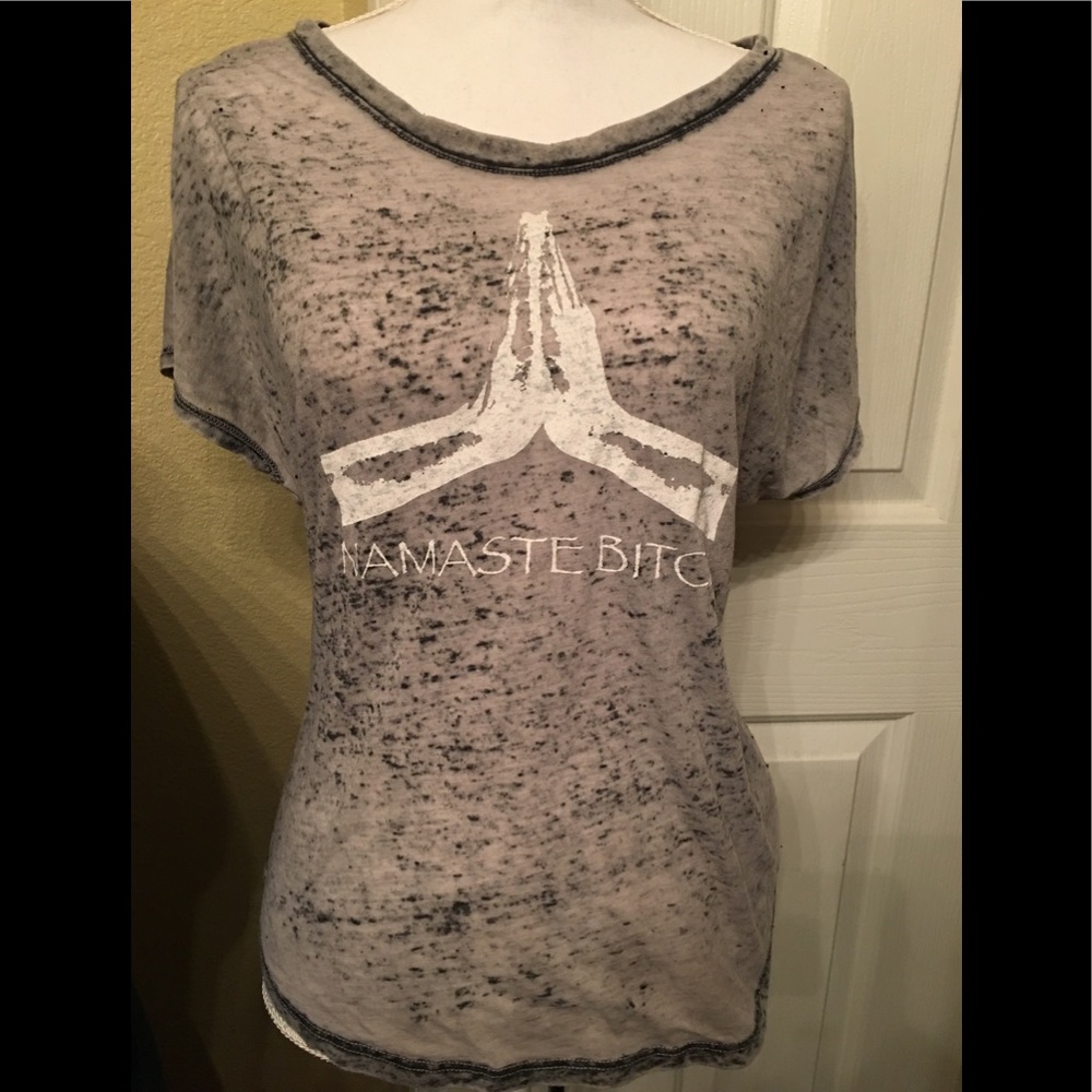 Grey GYPSY Namaste Bitch T-shirt Sz Lg